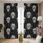 Black And White Wicca Evil Skull Print Blackout Pencil Pleat Curtains