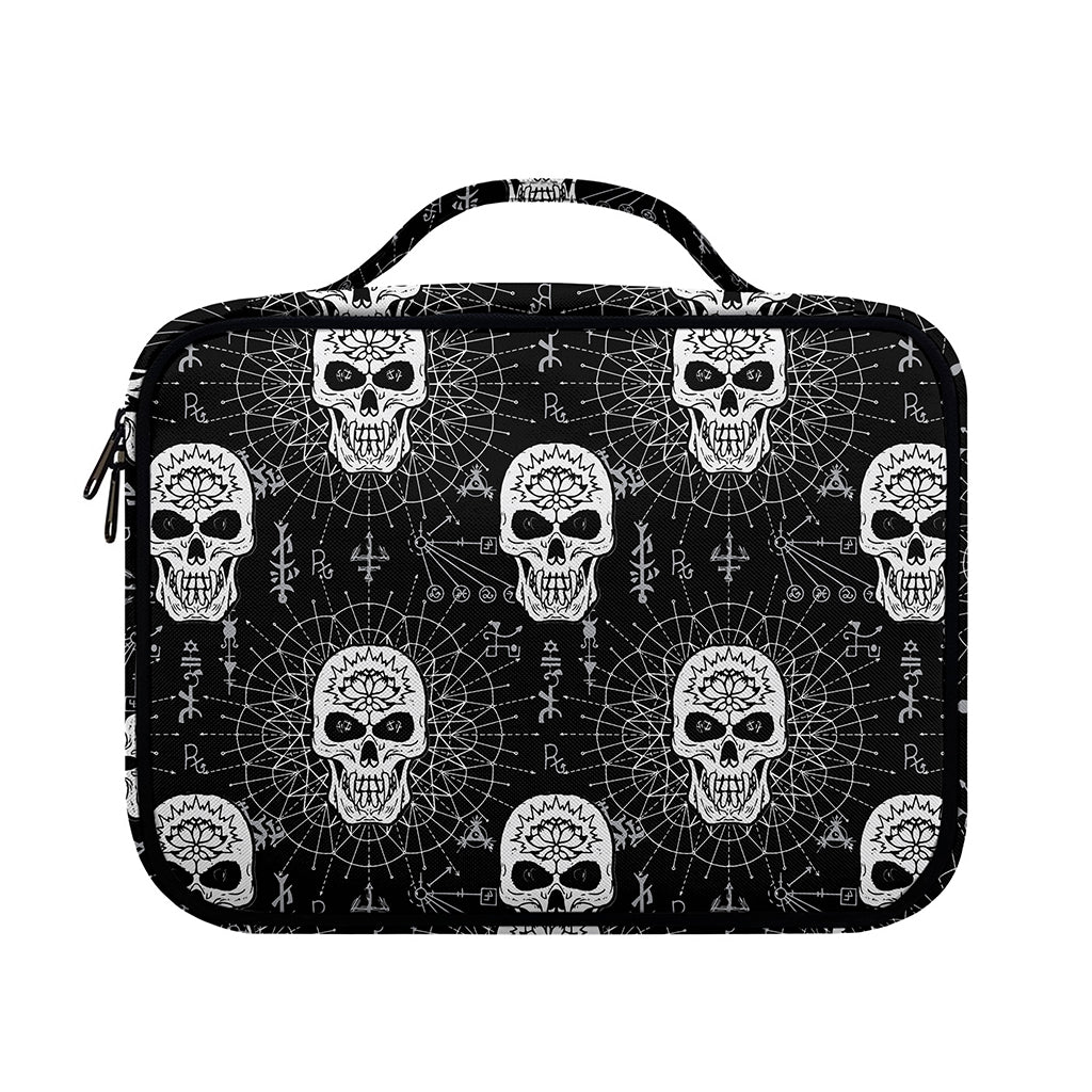 Black And White Wicca Evil Skull Print Briefcase Bible Bag