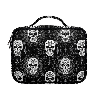 Black And White Wicca Evil Skull Print Briefcase Bible Bag
