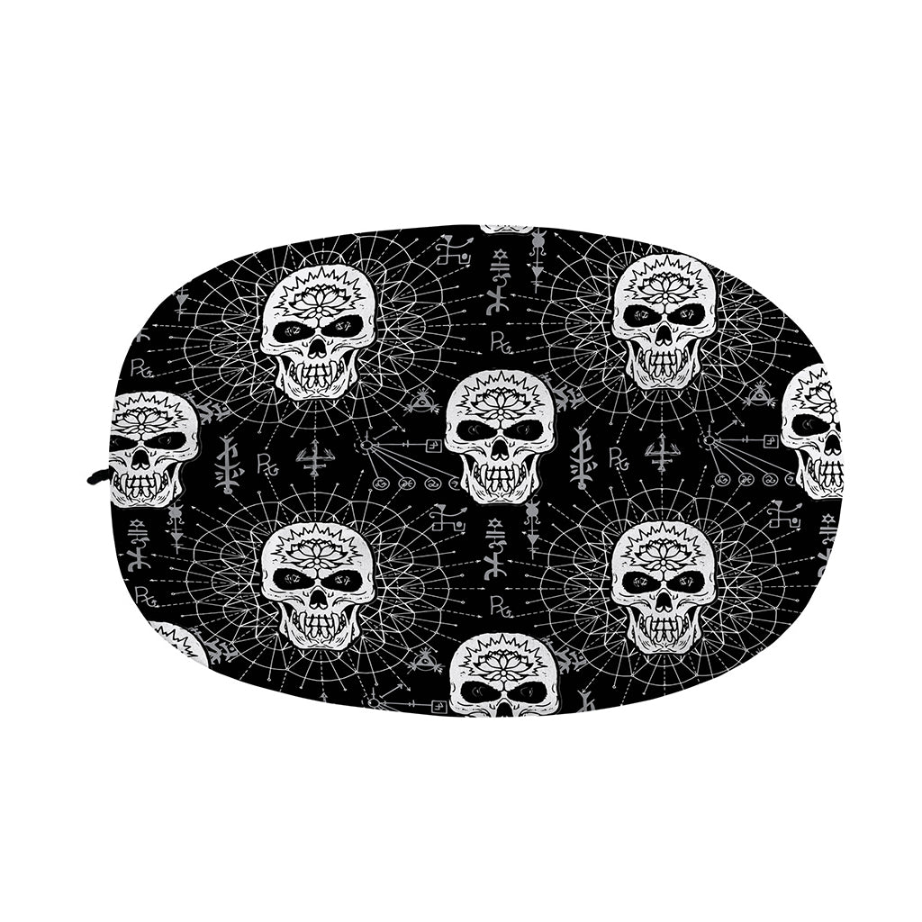 Black And White Wicca Evil Skull Print Car Side Mirror Covers
