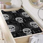 Black And White Wicca Evil Skull Print Changing Pad Cover