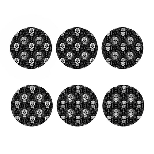 Black And White Wicca Evil Skull Print Coaster Set