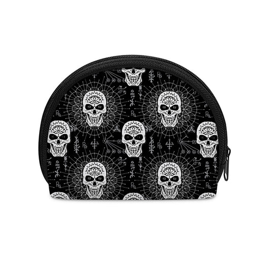 Black And White Wicca Evil Skull Print Coin Purse