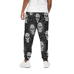 Black And White Wicca Evil Skull Print Cotton Pants