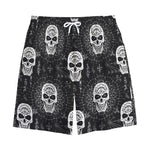 Black And White Wicca Evil Skull Print Cotton Shorts