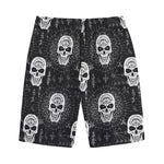 Black And White Wicca Evil Skull Print Cotton Shorts