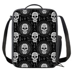 Black And White Wicca Evil Skull Print Crossbody Lunch Bag