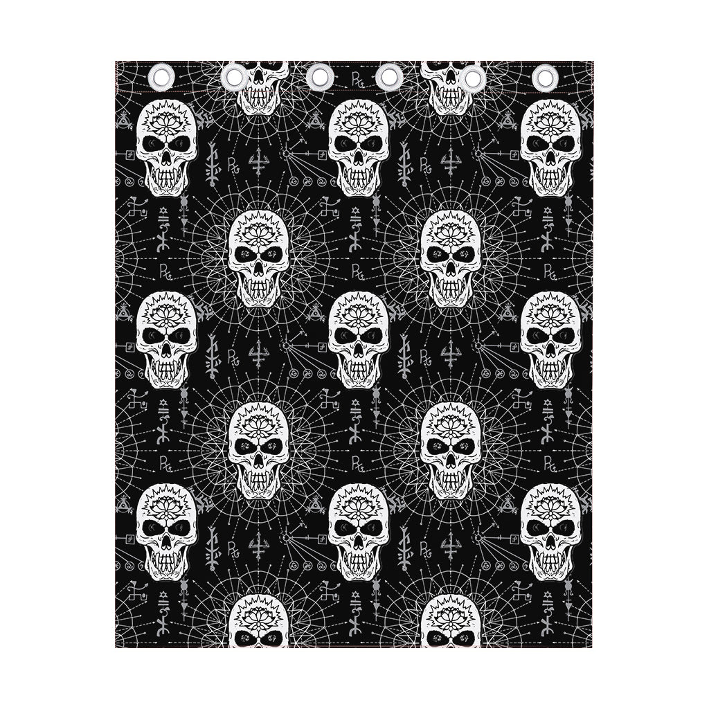 Black And White Wicca Evil Skull Print Curtain