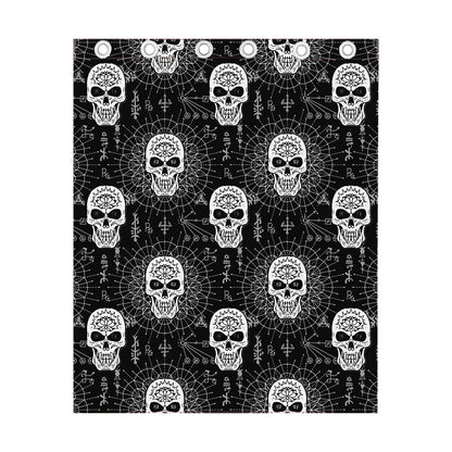 Black And White Wicca Evil Skull Print Curtain
