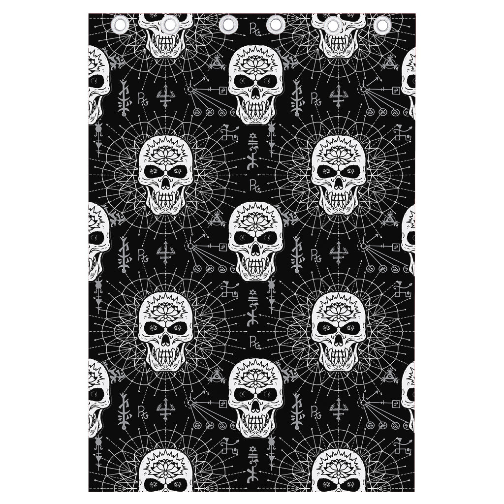 Black And White Wicca Evil Skull Print Curtain