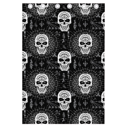 Black And White Wicca Evil Skull Print Curtain