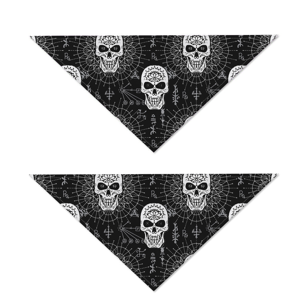 Black And White Wicca Evil Skull Print Dog Bandana