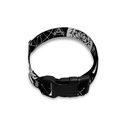 Black And White Wicca Evil Skull Print Dog Collar