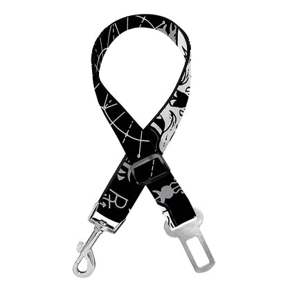 Black And White Wicca Evil Skull Print Dog Seat Belt