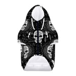 Black And White Wicca Evil Skull Print Dog Zip Up Hoodie