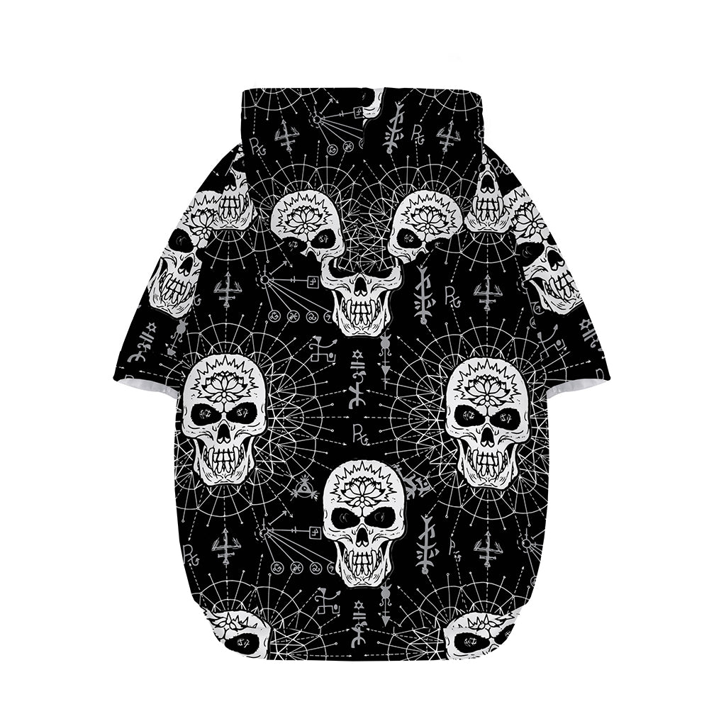Black And White Wicca Evil Skull Print Dog Zip Up Hoodie