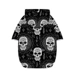 Black And White Wicca Evil Skull Print Dog Zip Up Hoodie