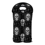 Black And White Wicca Evil Skull Print Double Neoprene Wine Tote