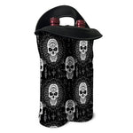 Black And White Wicca Evil Skull Print Double Neoprene Wine Tote
