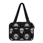 Black And White Wicca Evil Skull Print Double Strap Bible Bag
