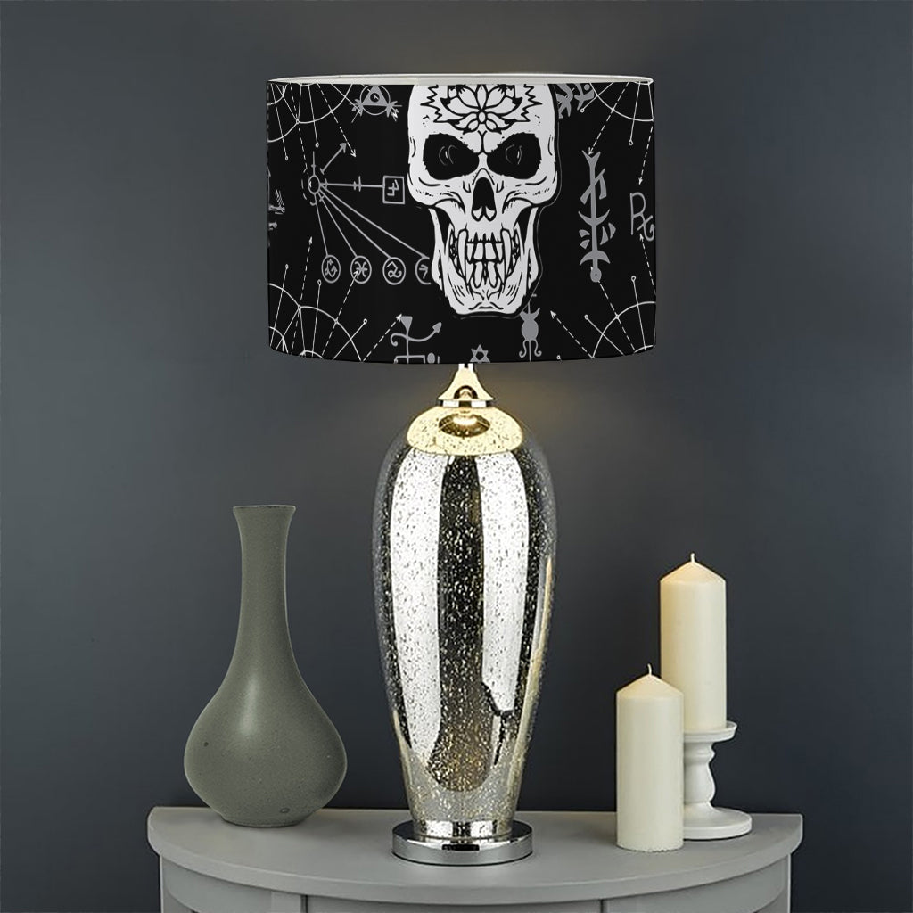 Black And White Wicca Evil Skull Print Drum Lamp Shade