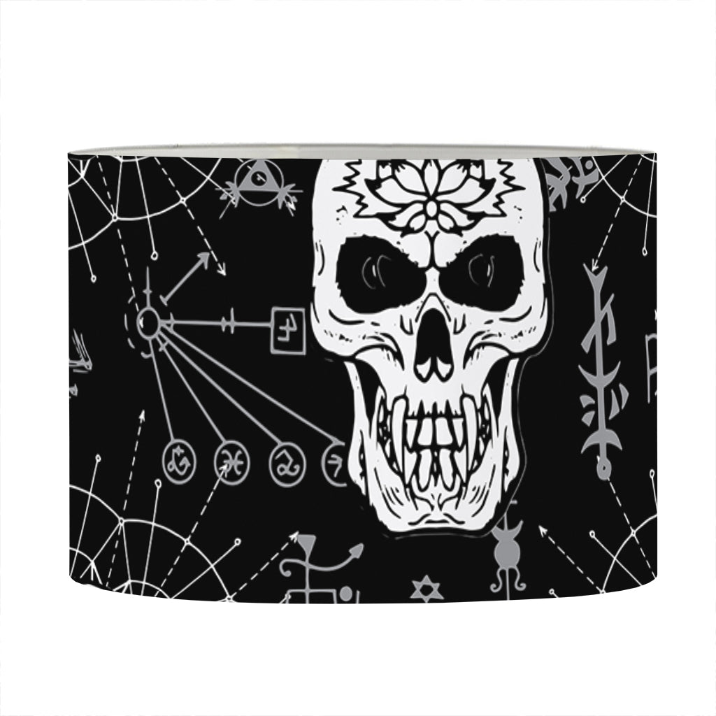 Black And White Wicca Evil Skull Print Drum Lamp Shade