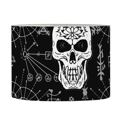 Black And White Wicca Evil Skull Print Drum Lamp Shade