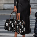 Black And White Wicca Evil Skull Print Duffle Bag