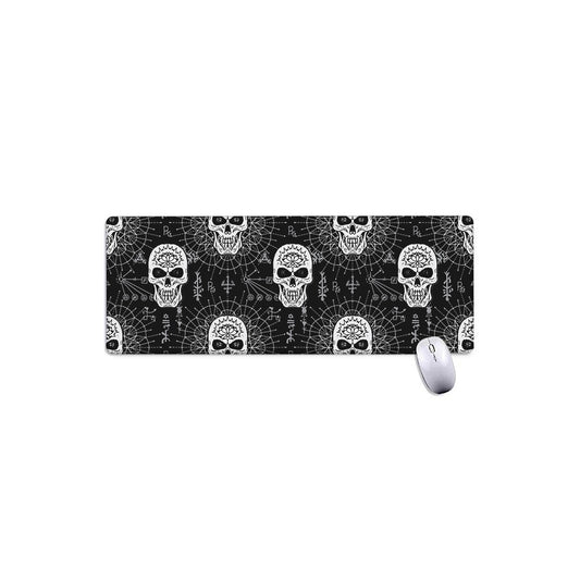 Black And White Wicca Evil Skull Print Extended Mouse Pad
