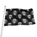 Black And White Wicca Evil Skull Print Flag