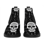 Black And White Wicca Evil Skull Print Flat Ankle Boots
