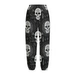 Black And White Wicca Evil Skull Print Fleece Lined Knit Pants