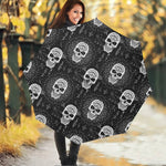 Black And White Wicca Evil Skull Print Foldable Umbrella