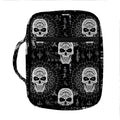 Black And White Wicca Evil Skull Print Front Pocket Bible Bag