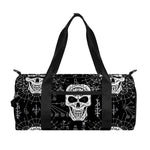 Black And White Wicca Evil Skull Print Gym Bag