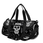 Black And White Wicca Evil Skull Print Gym Bag
