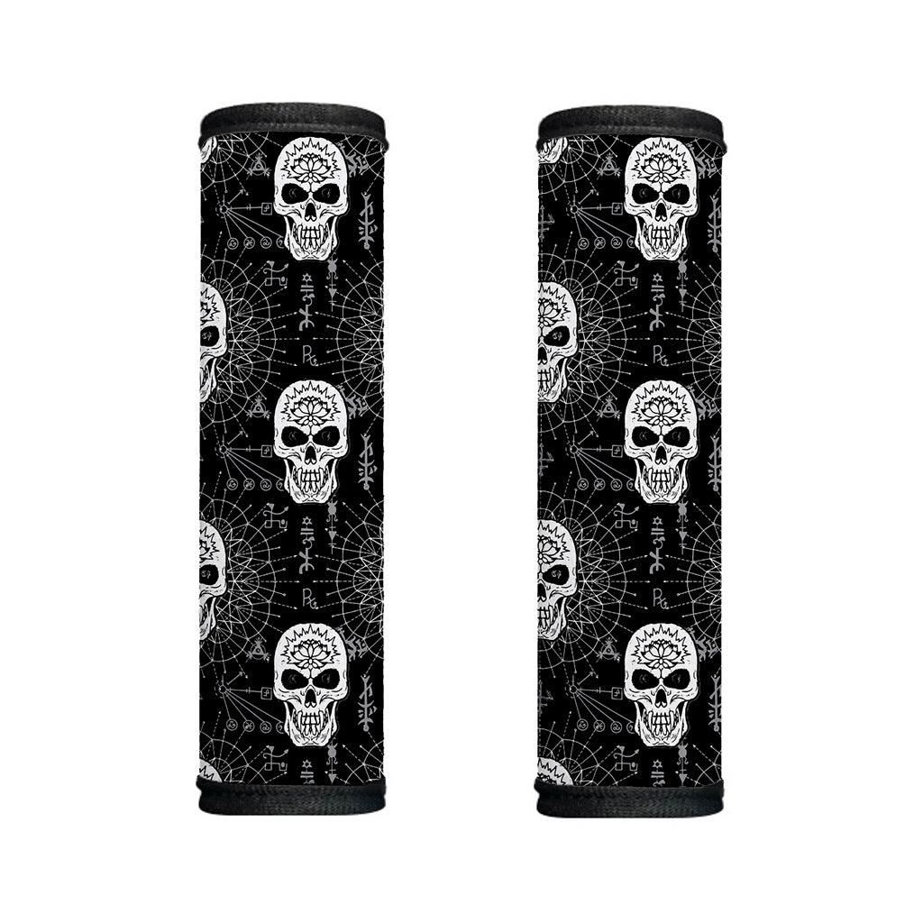 Black And White Wicca Evil Skull Print Handle Covers