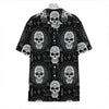 Black And White Wicca Evil Skull Print Hawaiian Shirt