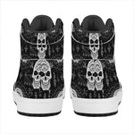 Black And White Wicca Evil Skull Print High Top Leather Sneakers