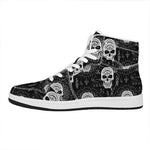 Black And White Wicca Evil Skull Print High Top Leather Sneakers