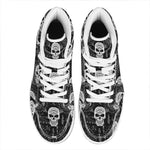 Black And White Wicca Evil Skull Print High Top Leather Sneakers