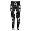 Black And White Wicca Evil Skull Print High-Waisted Pocket Leggings