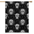 Black And White Wicca Evil Skull Print House Flag