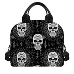Black And White Wicca Evil Skull Print Insulated Lunch Bag