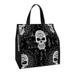 Black And White Wicca Evil Skull Print Insulated Lunch Tote