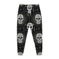 Black And White Wicca Evil Skull Print Jogger Pants