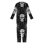 Black And White Wicca Evil Skull Print Jumpsuit