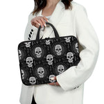 Black And White Wicca Evil Skull Print Laptop Sleeve With Handle