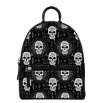 Black And White Wicca Evil Skull Print Leather Backpack