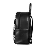 Black And White Wicca Evil Skull Print Leather Backpack